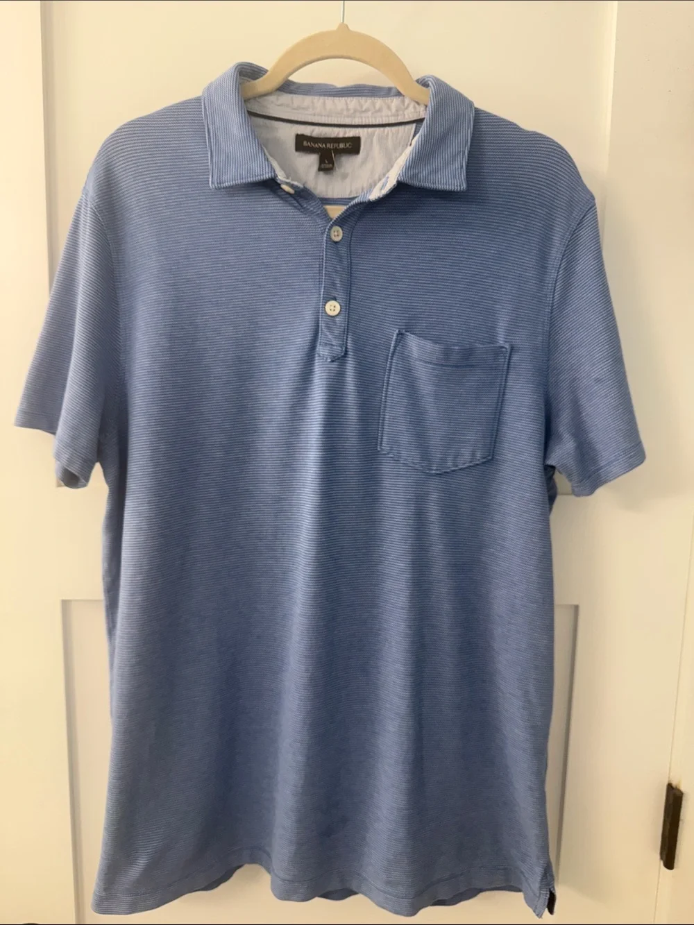 Banana Republic Short-Sleeve Striped Polo with Chest Pocket